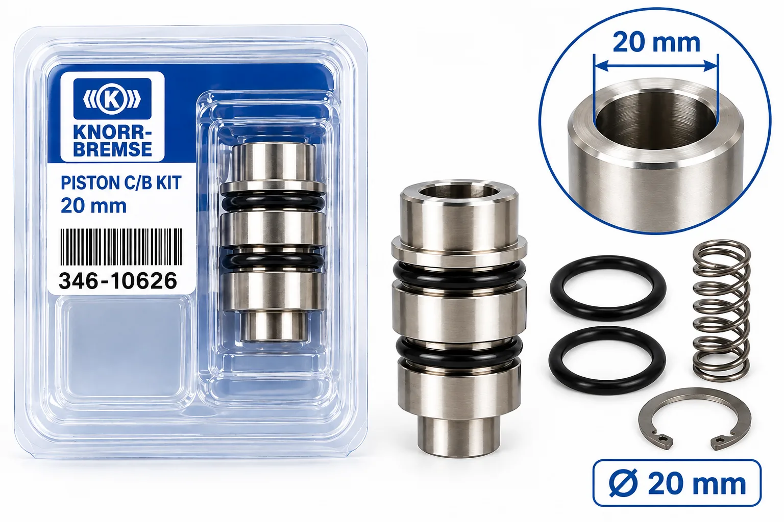 PISTON CLUTCH BOOSTER KIT KNORR Ø20 MM
